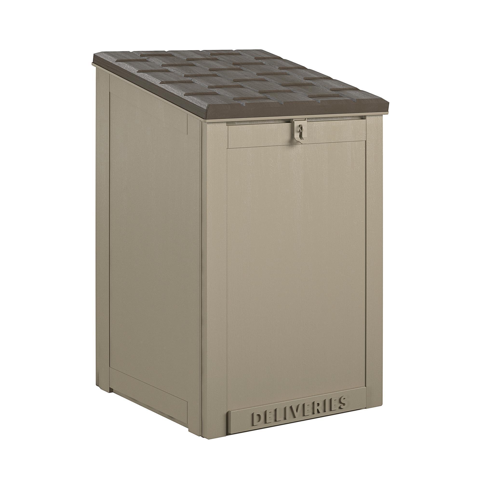 Cosco Outdoor Living, Lockable Package Delivery and Storage, 6.3 cft, TN, Color Tan, Height 31 in, Material Plastic, Model# 88333BTN1E